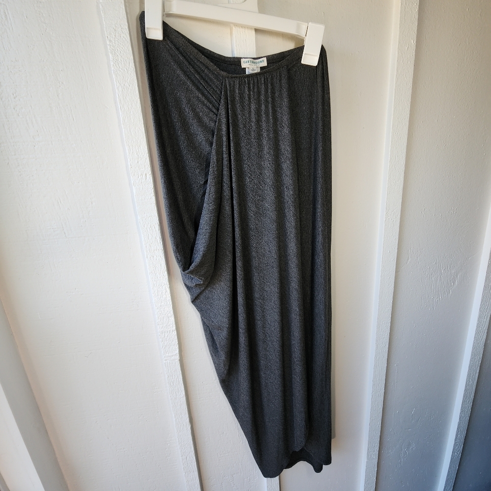 EARTHBOUND TRADING CO Faux Wrap Tulip Midi Skirt Gray Women's Skirt Size Large